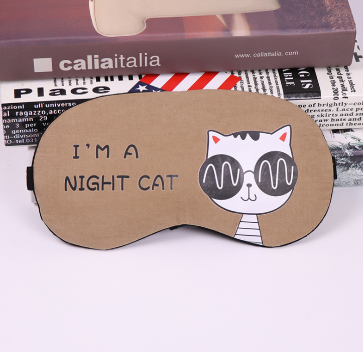 Soft Sleeping Mask Eyepatch Cat Cotton Portable Eye Mask Light Shading Creative Cartoon Travel Relax Sleeping Rest Aid MP0130.